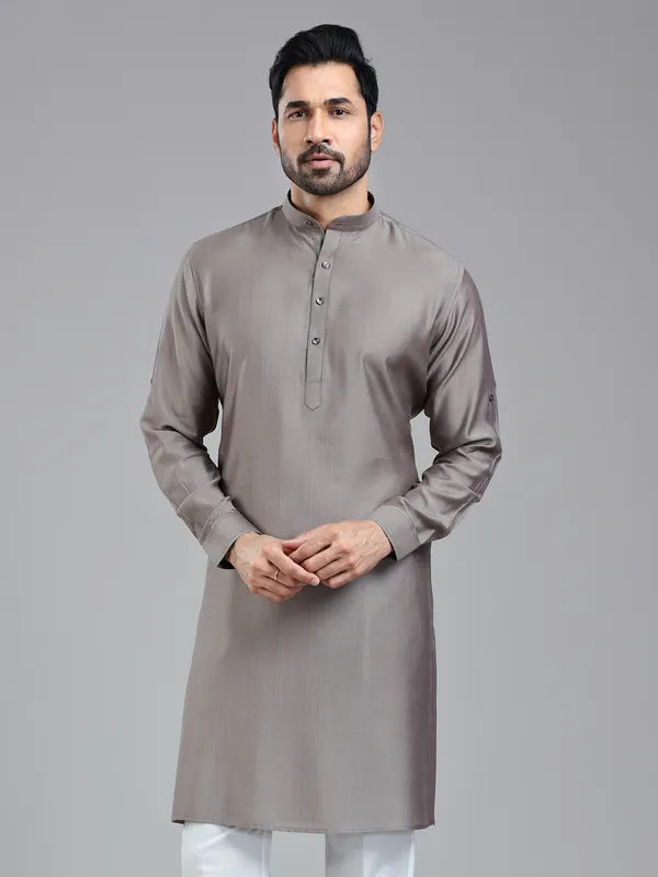 Taupe grey festival ready kurta for men