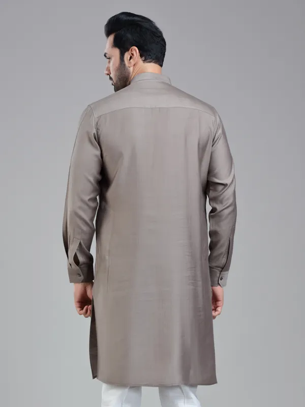 Taupe grey festival ready kurta for men