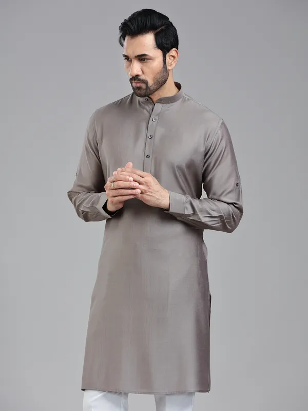Taupe grey festival ready kurta for men