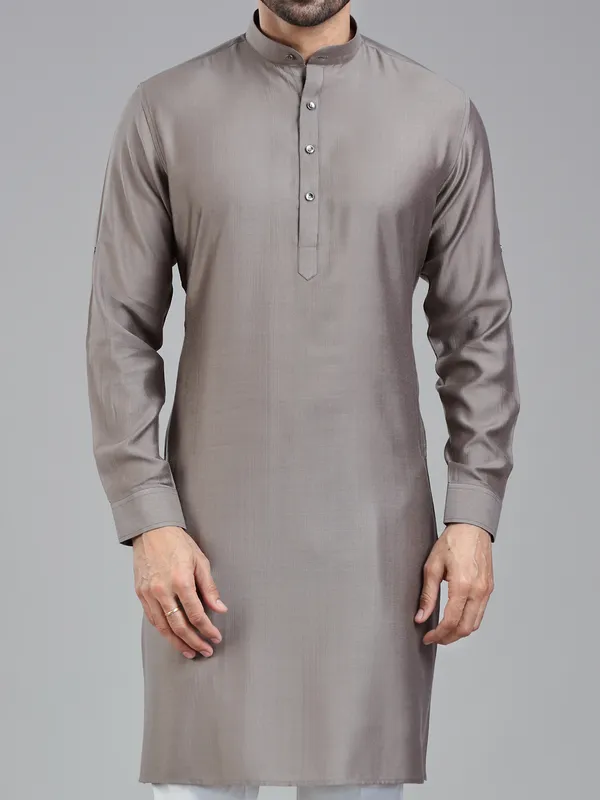 Taupe grey festival ready kurta pajama for men