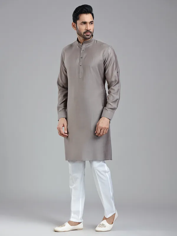 Taupe grey festival ready kurta pajama for men