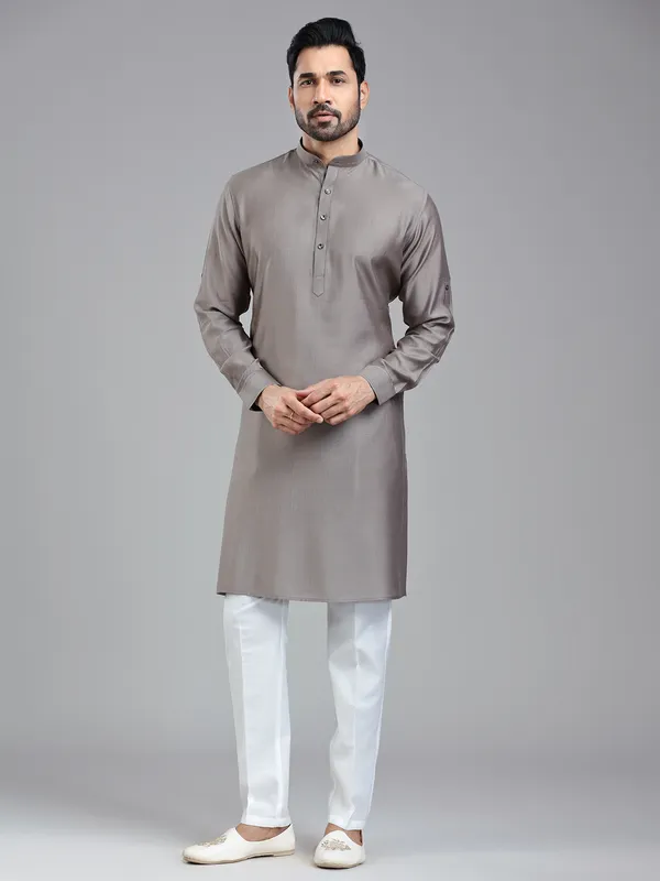 Taupe grey festival ready kurta pajama for men