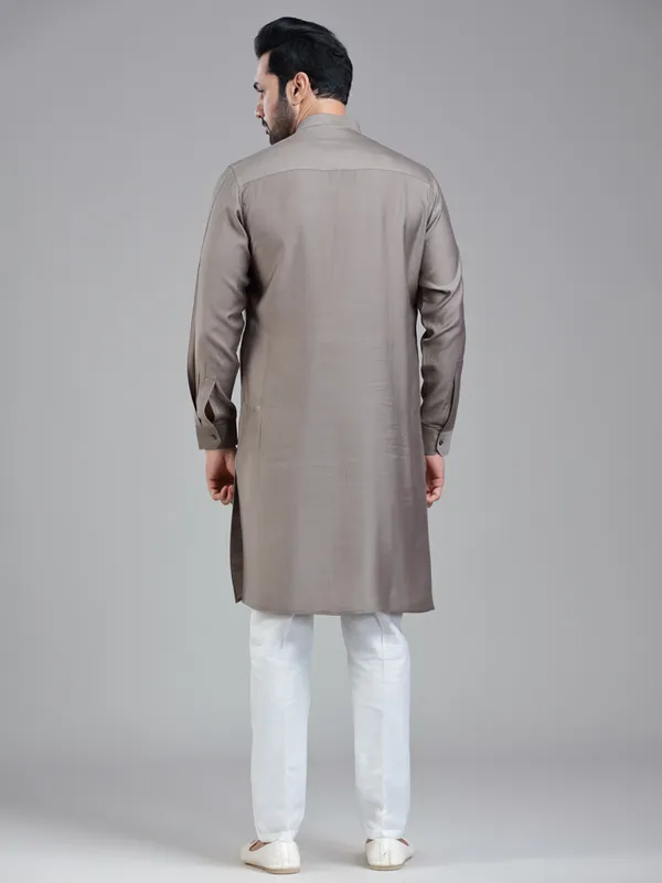 Taupe grey festival ready kurta pajama for men