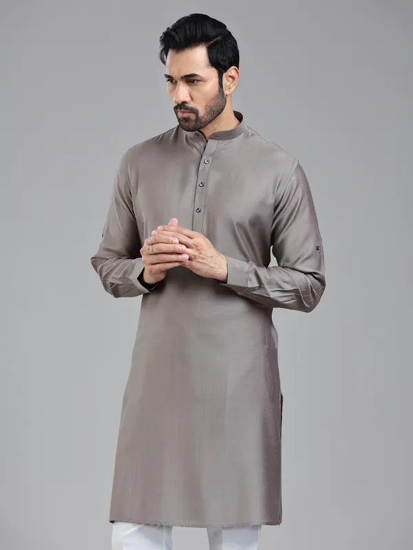 Taupe grey festival ready kurta pajama for men
