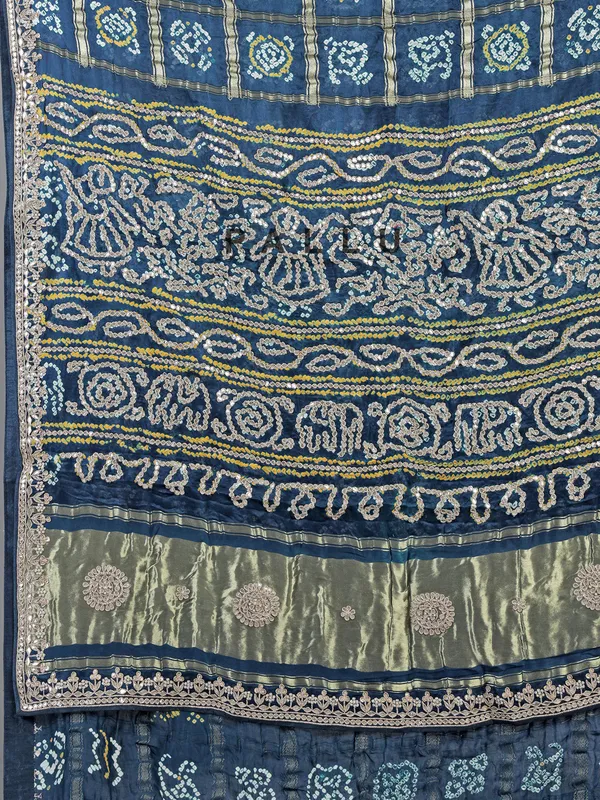 Teal blue bandhani saree for weddings