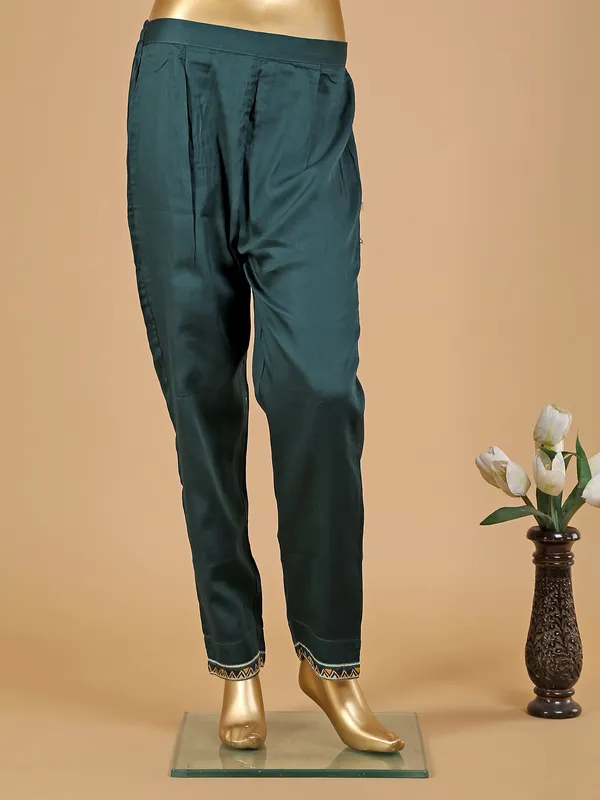 Teal blue crepe printed pant set