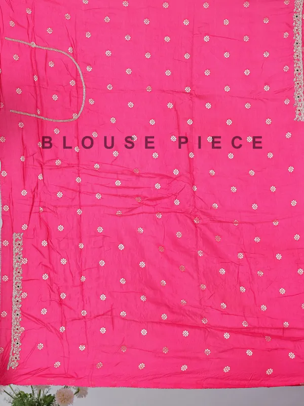 Teal blue festive wear dola silk saree with contrast pink blouse