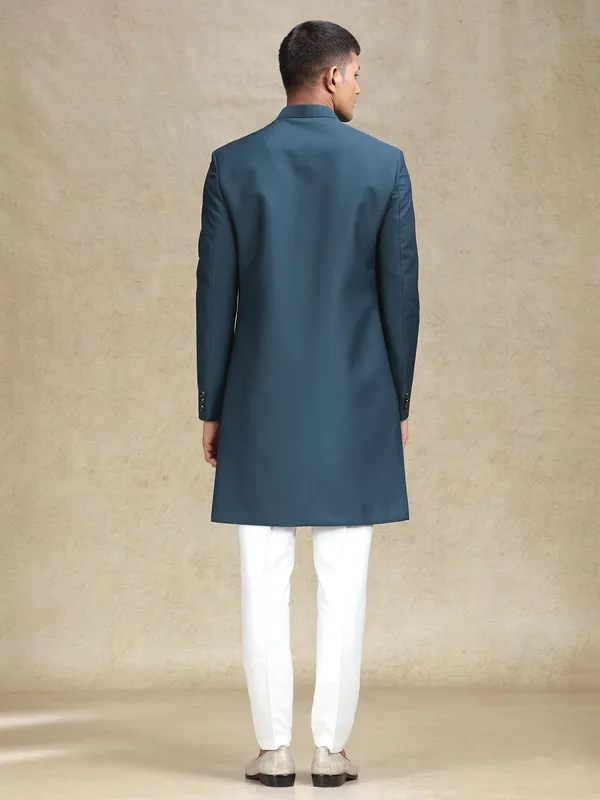 Teal blue indo western for ethnic charm