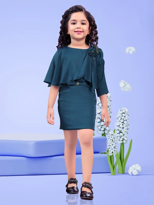 Teal blue lycra dress for party
