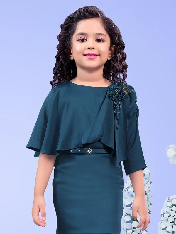 Teal blue lycra dress for party