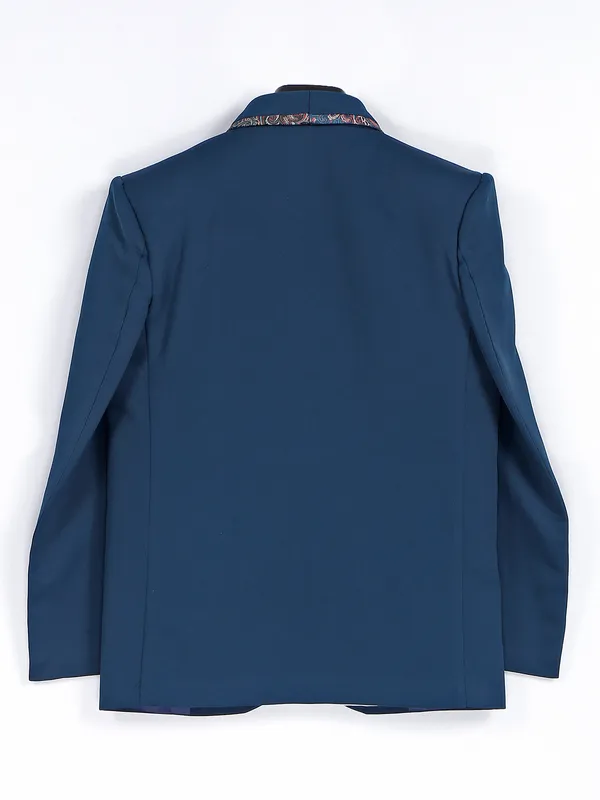 Teal blue terry rayon boys coat suit
