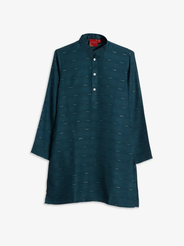 Teal green silk kurta suit