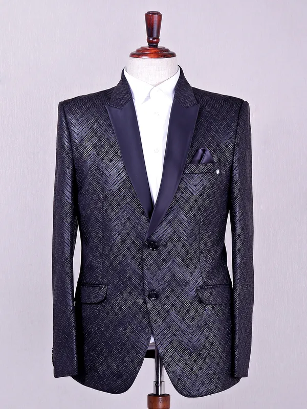 Terry rayon black blazer for party