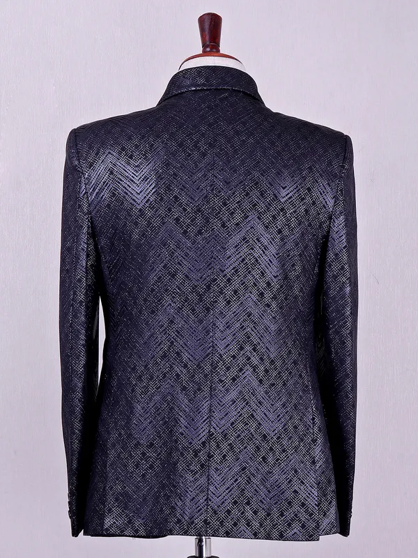 Terry rayon black blazer for party