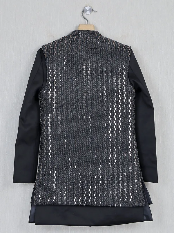 Terry rayon black party wear boys indowestern