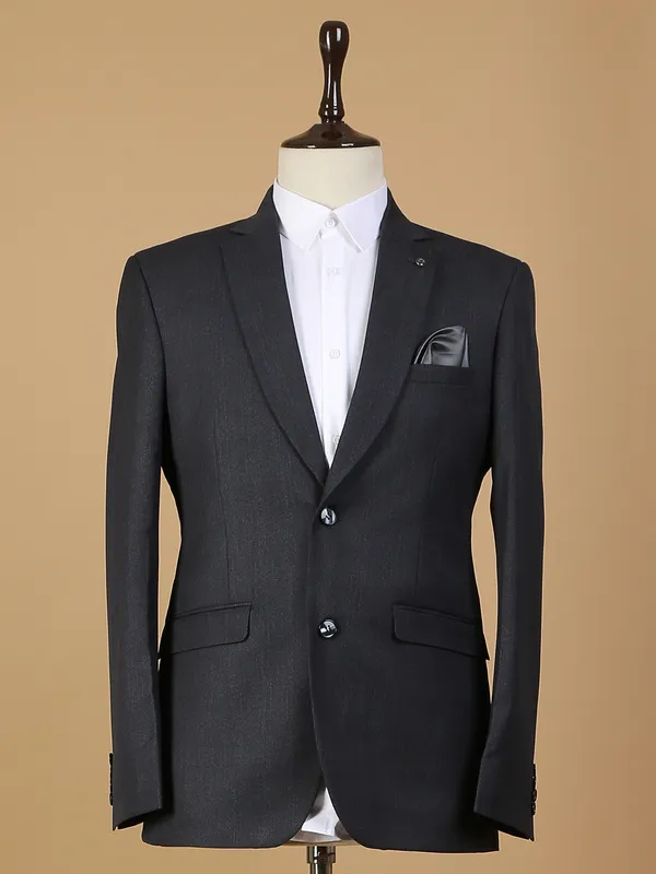 Terry rayon black solid coat suit