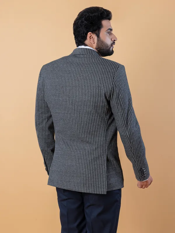 Terry rayon black textured blazer