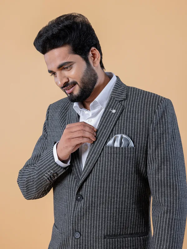 Terry rayon black textured blazer