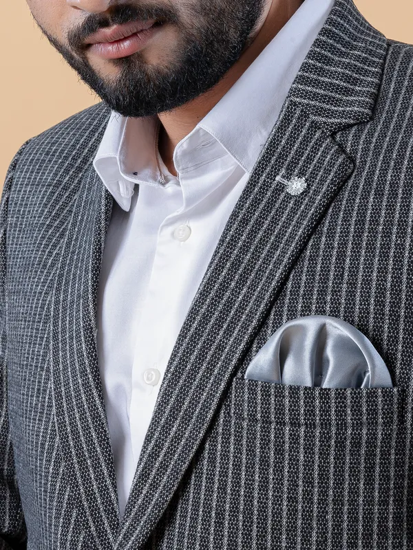 Terry rayon black textured blazer