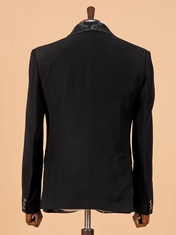 Terry rayon coat suit for men in solid black