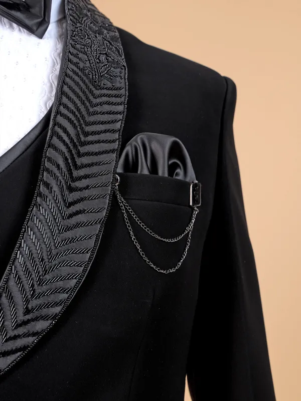 Terry rayon coat suit for men in solid black