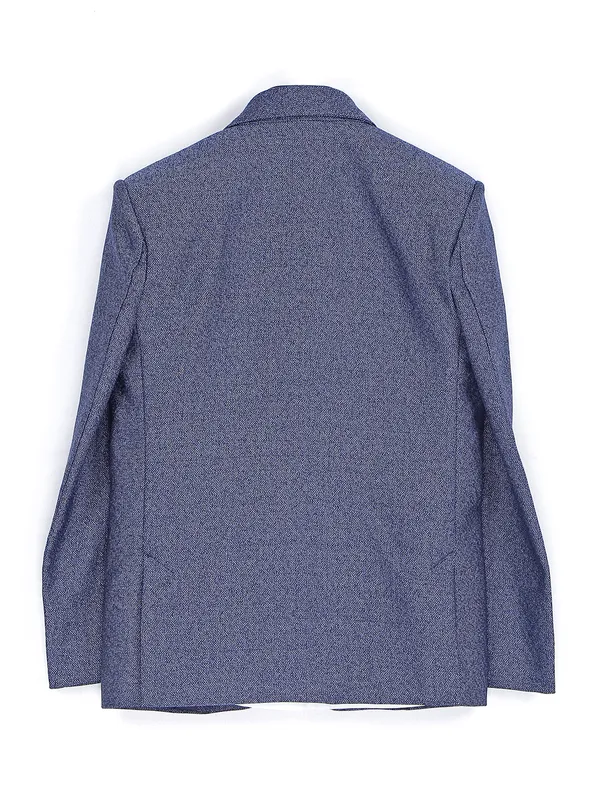 Terry rayon dark blue textured coat suit