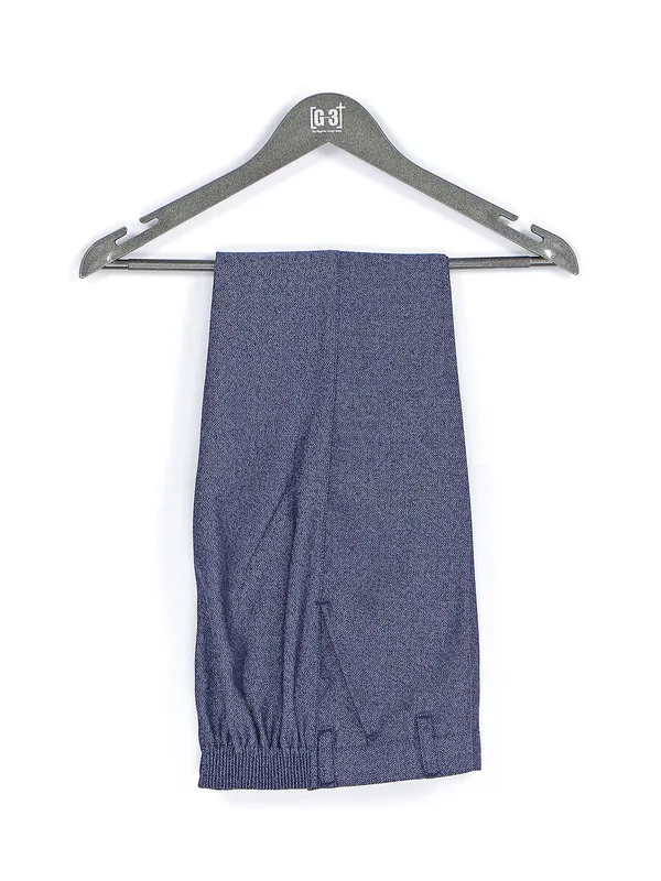 Terry rayon dark blue textured coat suit