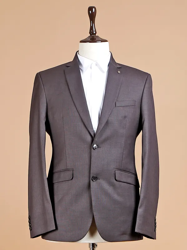 Terry rayon dark grey coat suit
