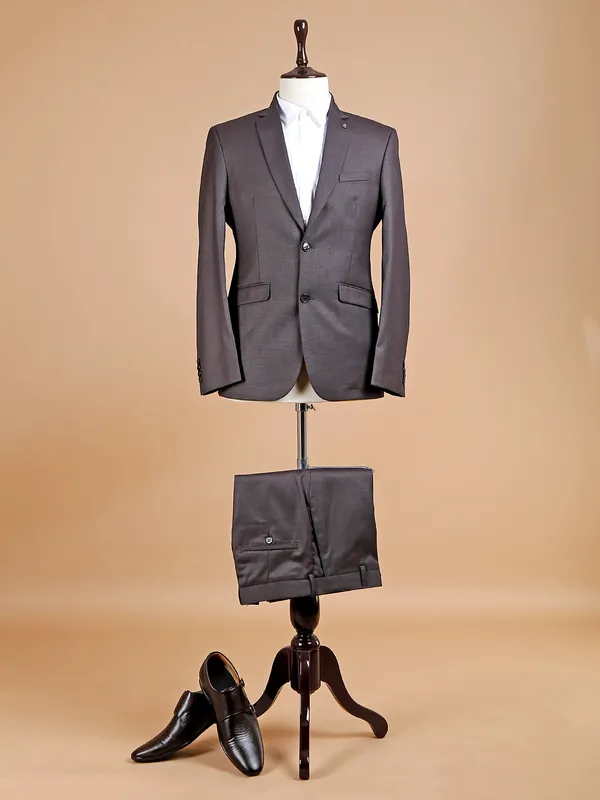 Terry rayon dark grey coat suit