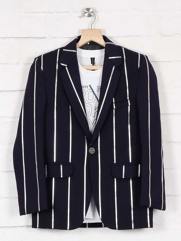Terry rayon fabric party navy hue blazer