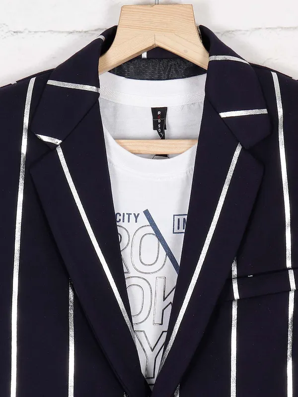 Terry rayon fabric party navy hue blazer