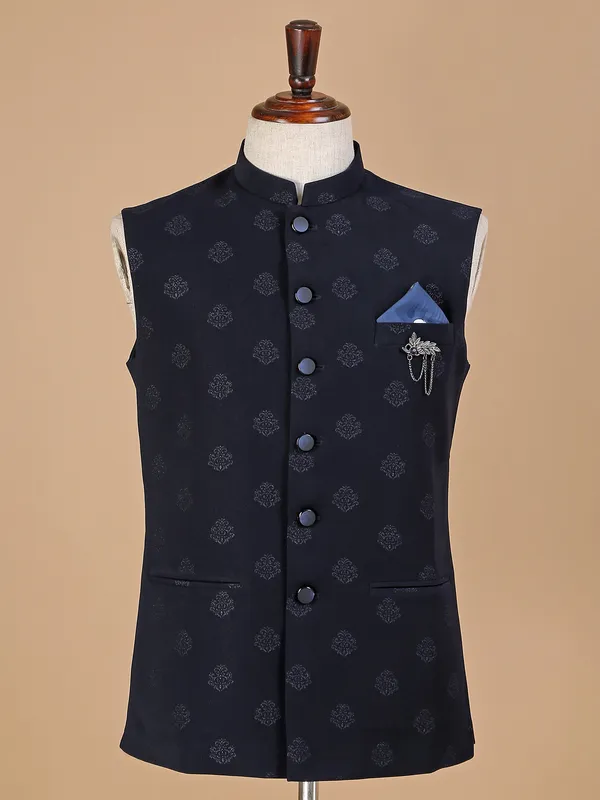 Terry rayon men waistcoat in navy