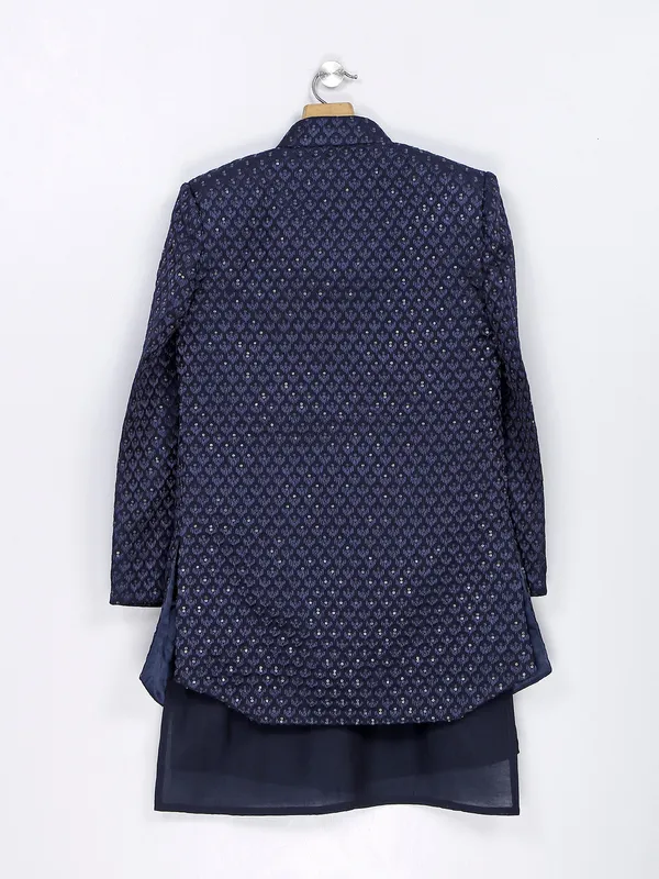 Terry rayon navy reception wear indowestern