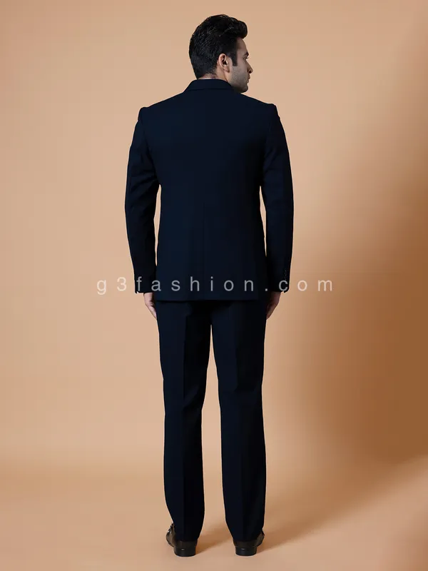 Terry rayon navy solid reception look coat suit