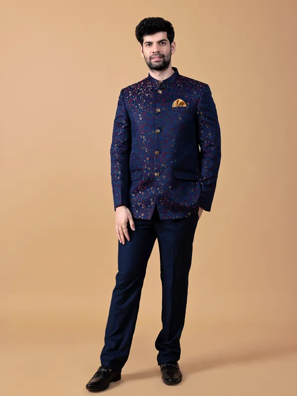 Terry rayon purple jodhpuri suit