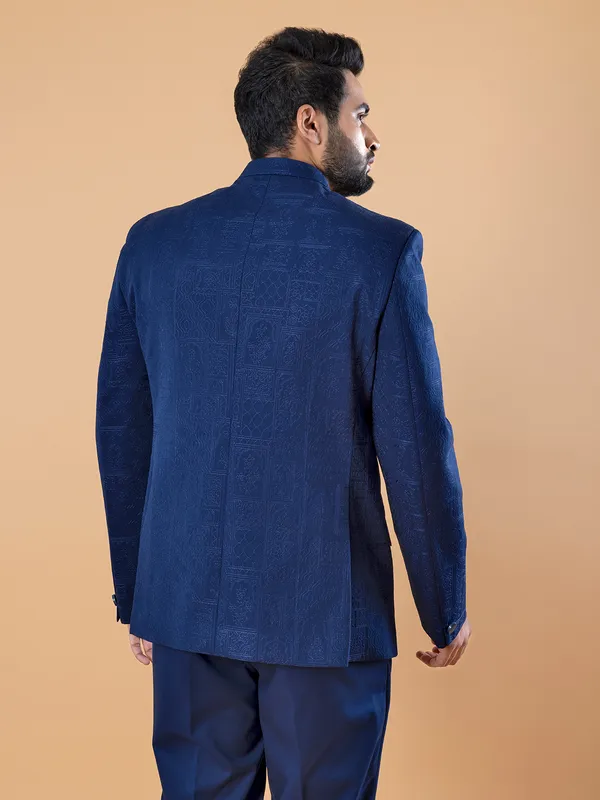 Terry rayon royal blue jodhpuri suit