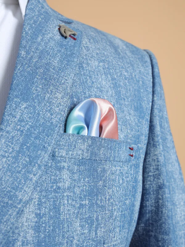 Terry rayon sky blue printed blazer