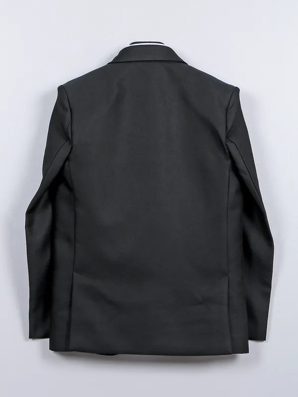 Terry rayon solid coat suit in black