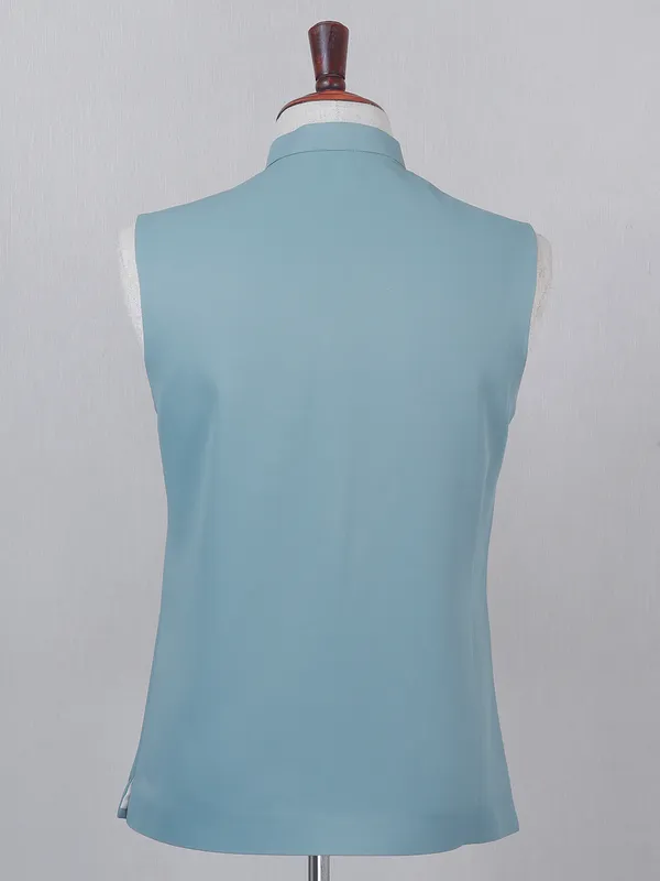 Terry rayon stone blue wedding and party wear waistcoat
