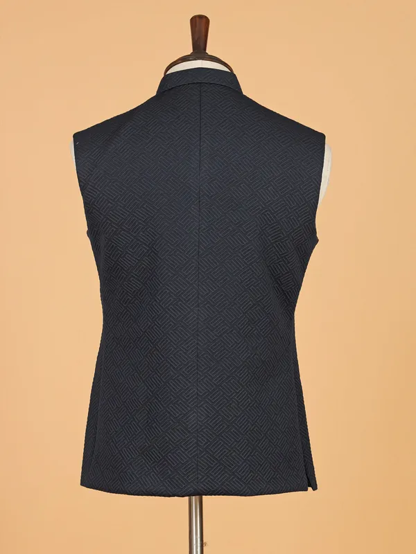 Terry rayon texture waistcoat in dark blue