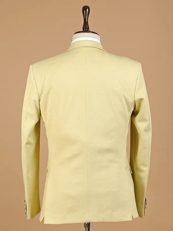 Terry rayon textured light yellow blazer