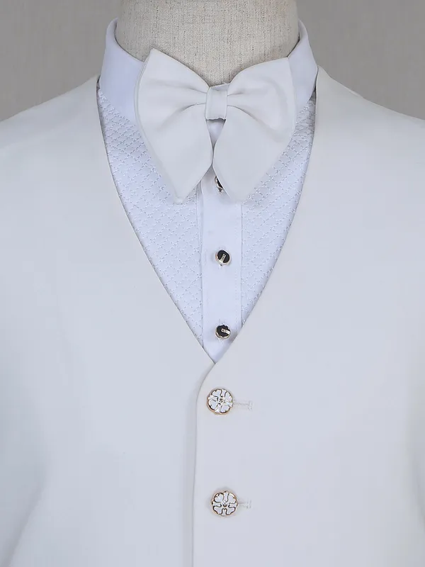 Terry rayon white coat suit