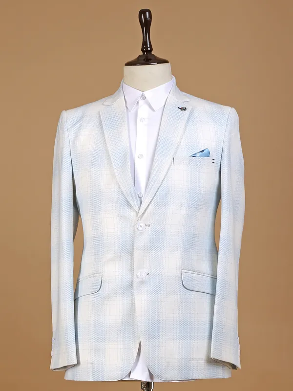 Terry rayon white textured blazer