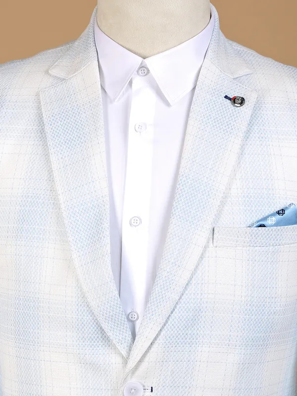 Terry rayon white textured blazer