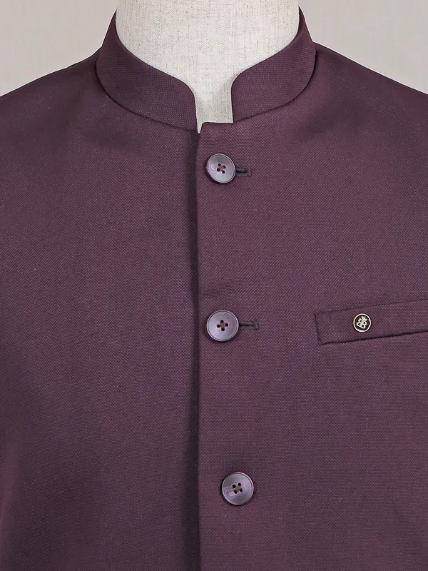 Terry rayon wine waistcoat for wedding