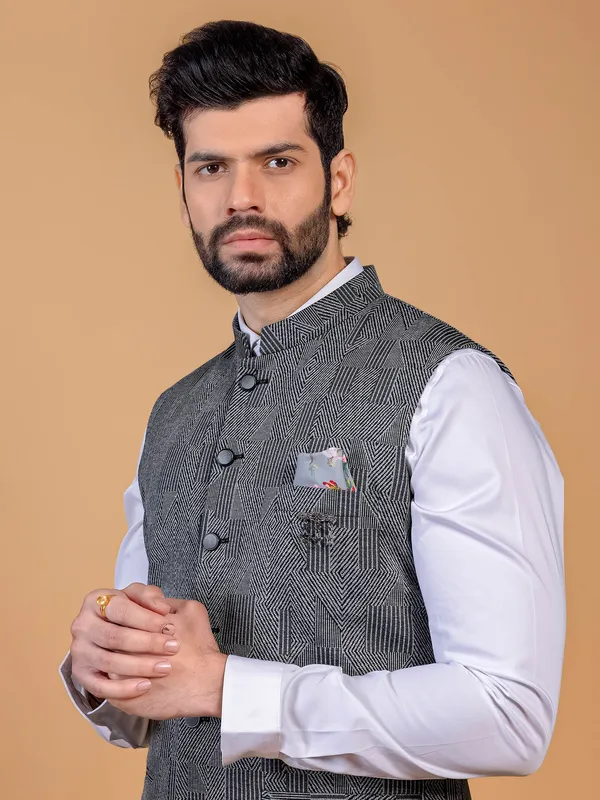Texture black and grey waistcoat