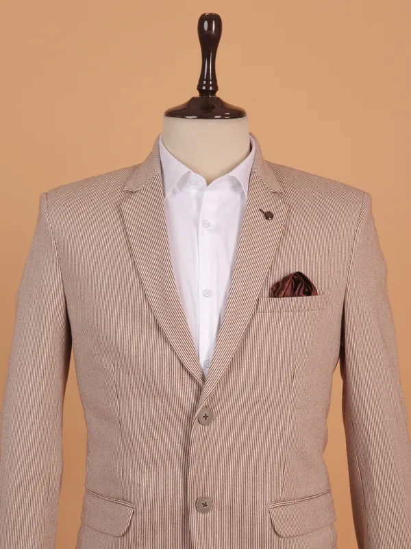 Textured beige and brown cotton blazer