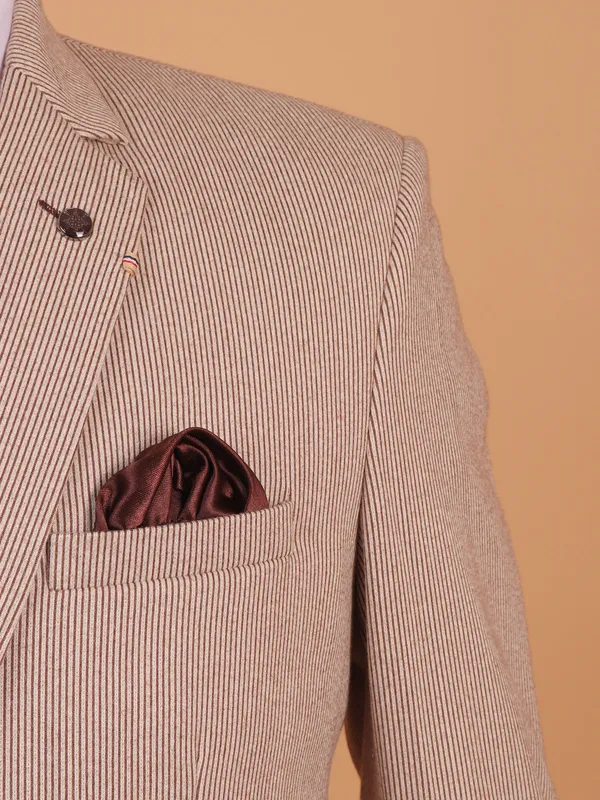 Textured beige and brown cotton blazer