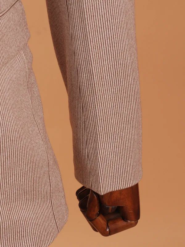 Textured beige and brown cotton blazer