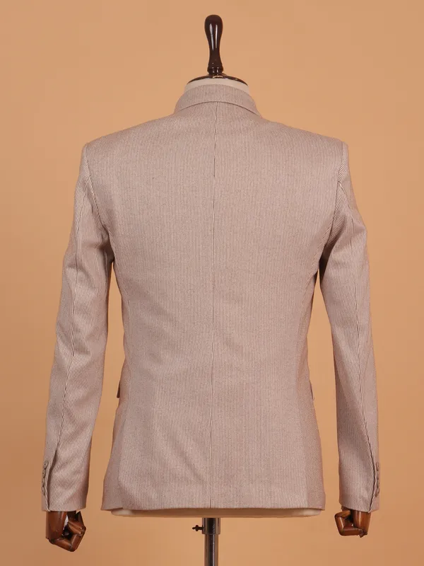 Textured beige and brown cotton blazer